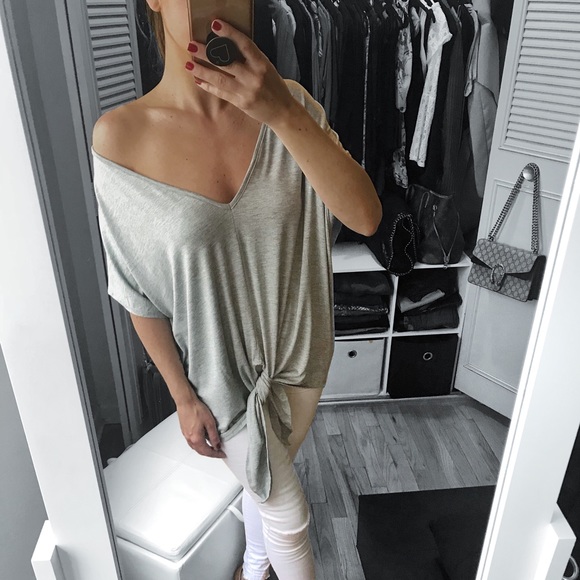 LAST 2✨Dusty Pink Solid Loose Fit Front Tie Top - Picture 8 of 8